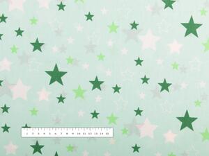 Biante Bavlnená obliečka na vankúš Sandra SA-130 Zelené hviezdičky na mintovom 40 x 40 cm