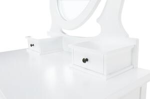 Toaletný stolík s taburetkou Linet New - biela / strieborná / zlatá