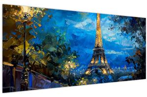 Obraz - Olejomaľba Eiffelovej veže (120x50 cm)