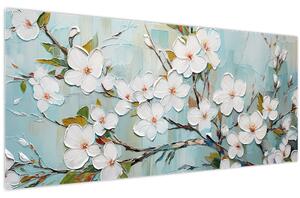 Obraz - Maľba, kvitnúce vetvy stromu (120x50 cm)