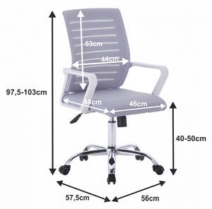 Kancelárska stolička s podrúčkami Cage - sivá / biela / chróm