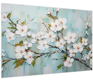 Obraz - Maľba, kvitnúce vetvy stromu (90x60 cm)