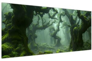 Obraz - Les prerastený machom (120x50 cm)