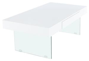 Konferenčný stolík Daisy 2 New - biely lesk / priehľadná