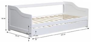 Drevená rozkladacia posteľ s prísteľkou Intro 90 - biela