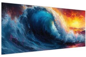 Obraz - Vlna v západu slnka (120x50 cm)