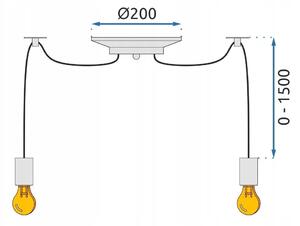 Toolight - Závesná stropná lampa Spider Rope 8 - čierna - APP681-8CP