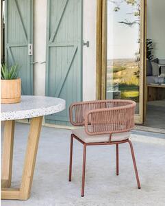 Záhradná stolička s oceľovou konštrukciou a hnedým výpletom Kave Home Nadin