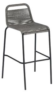Sivá barová stolička s oceľovou konštrukciou Kave Home Glenville, výška 74 cm