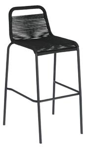 Čierna barová stolička s oceľovou konštrukciou Kave Home Glenville, výška 74 cm