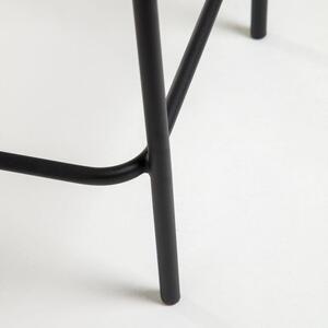 Čierna barová stolička s oceľovou konštrukciou Kave Home Glenville, výška 62 cm