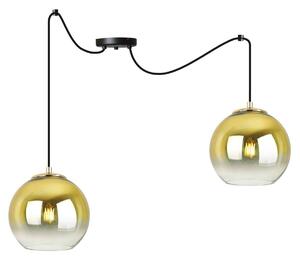 Závesné svietidlo Bergen Gold Spider, 2x zlaté/transparentné sklenené tienidlo (fi 15cm)