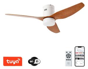 ZEVENTI - LED stropný ventilátor PADUA LED/18W/230V Wi-Fi Tuya biela/hnedá + diaľkové ovládanie