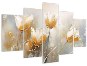 Obraz - Maľba tulipánov (150x105 cm)