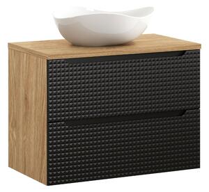 Comad Kúpeľňová skrinka s doskovým umývadlom SET-LXBL B 80 čierna mat/olejovaný dub
