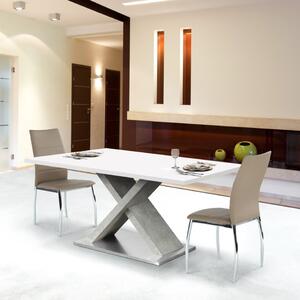 Jedálenský stôl Farnel 160 - biely lesk / betón