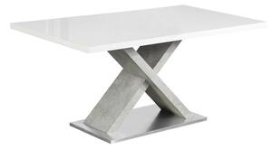 Jedálenský stôl Farnel 160 - biely lesk / betón