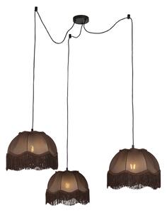 Závesná lampa čierna s hnedým tienidlom a bielym interiérom 31,5 cm 3-svetlá - Cava