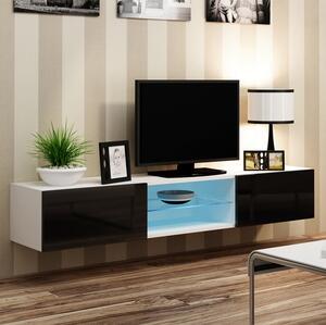 CAMA MEBLE Nástenný TV stolík VIGO 180 GLASS Farba: čierna/biela