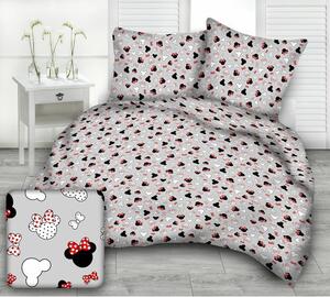 Zdravsi-spanok Posteľná obliečka do postieľky sivá Mickey Mouse červená 90x130/45x65cm