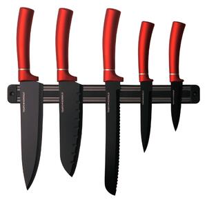 TEMPO-KONDELA LONAN, sada nožov s magnetickým držiakom, 6 ks, červená