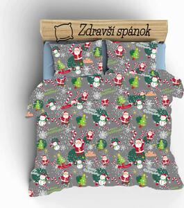 Zdravsi-spanok Vianočná posteľná obliečka Merry Christmas sivá 140x200/70x90 cm