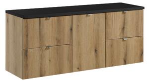 Comad Kúpeľňová skrinka pod doskové umývadlo set Nova Oak 140 dub coast evoke/čierna
