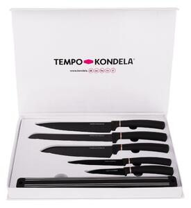 KONDELA TEMPO-KONDELA LONAN, sada nožov s magnetickým držiakom, 6 ks, čierna