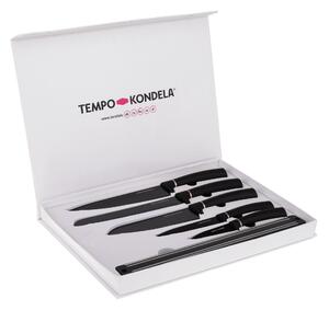 TEMPO-KONDELA LONAN, sada nožov s magnetickým držiakom, 6 ks, čierna