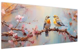 Obraz - Zamilovaní vtáčiky (120x50 cm)