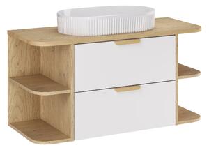 Comad Kúpeľňová skrinka s doskovými umývadlami set Aster White 100 biela/dub cremona