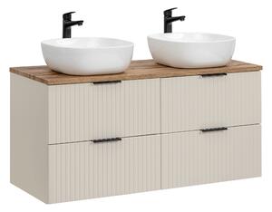 Comad Kúpeľňová skrinka s doskovými umývadlami set Adel Cashmere 120 kašmír/dub santa fe