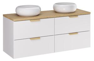 Comad Kúpeľňová skrinka s doskovými umývadlami set Aster White 120 biela/dub cremona