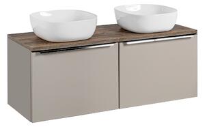 Comad Kúpeľňová skrinka s doskovými umývadlami set Santa Fe Taupe 120 sivohnedá/dub santa fe