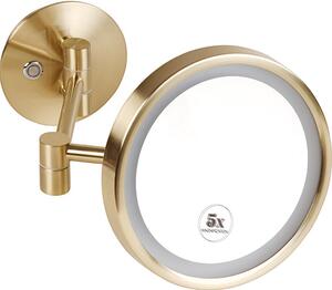 Bemeta Design Kozmetické zrkadlo, ø 200 mm, s LED osvetlením, mat, zlatá light - 170101149