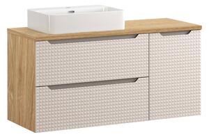 Comad Kúpeľňová skrinka s doskovým umývadlom Luxor Beige 120 béžová/dub olejovaný
