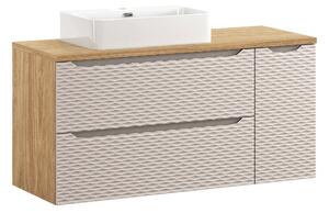 Comad Kúpeľňová skrinka s doskovým umývadlom Ocean Beige 120 béžová/dub olejovaný