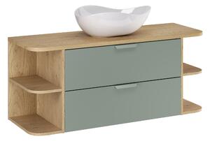 Comad Kúpeľňová skrinka s doskovým umývadlom Aster Green 120 zelená/dub cremona