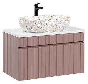 Comad Kúpeľňová skrinka s doskovým umývadlom Iconic Rose 80 antická ružová/biela