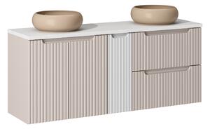 Comad Kúpeľňová skrinka s doskovými umývadlami set Nova Cashmere 140 kašmír/biela