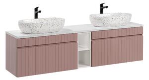 Comad Kúpeľňová skrinka s doskovými umývadlami set Iconic Rose 180 antická ružová/biela