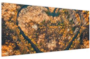 Obraz - Rieka v tvare srdca (120x50 cm)