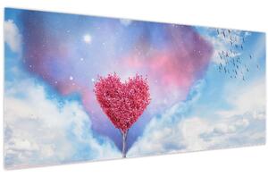 Obraz - Ružový strom srdca (120x50 cm)