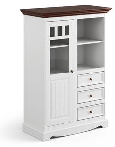 Vitrína 1.3 sklo, borovica, farba biela - orech, séria Belluno Elegante
