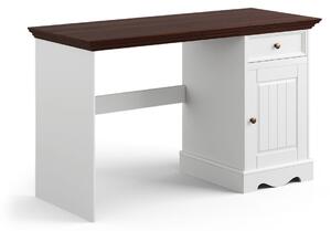 Písací stôl jednoduchý, borovica, farba biela- orech, séria Belluno Elegante