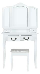 Toaletný stolík s taburetkou Regina New - biela / strieborná / zlatá