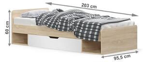 Jednolôžková posteľ s úložným priestorom Teyo 1S/90 - dub sonoma / biela