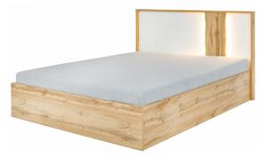 Manželská posteľ s osvetlením Vodena 160 - dub wotan / biela