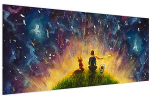 Obraz - Malý princ a líška (120x50 cm)