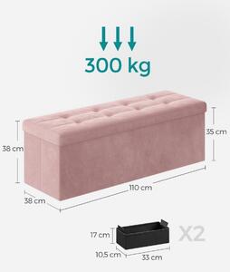 Taburet s úložným priestorom OTTOMAN 110x38 cm, ružový